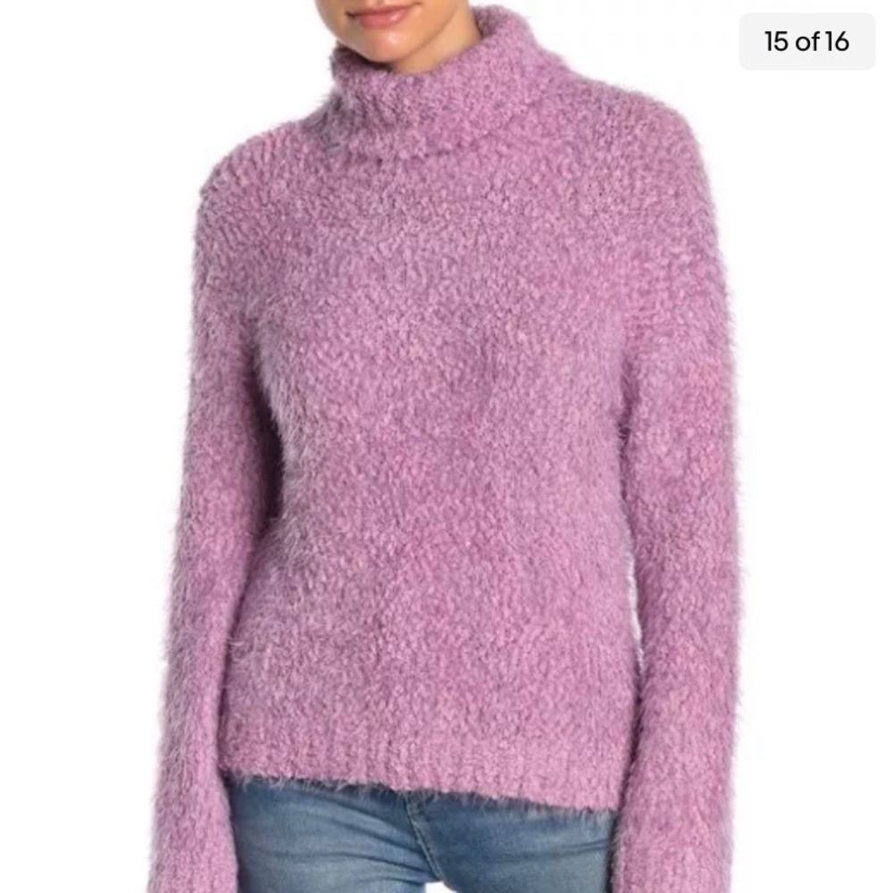 Catherine Malandrino lavender purple Cozy Eyelash Knit Turtleneck Sweater  M
